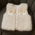 Adorable Faux Fur Bow-Embellished Vest for Babies