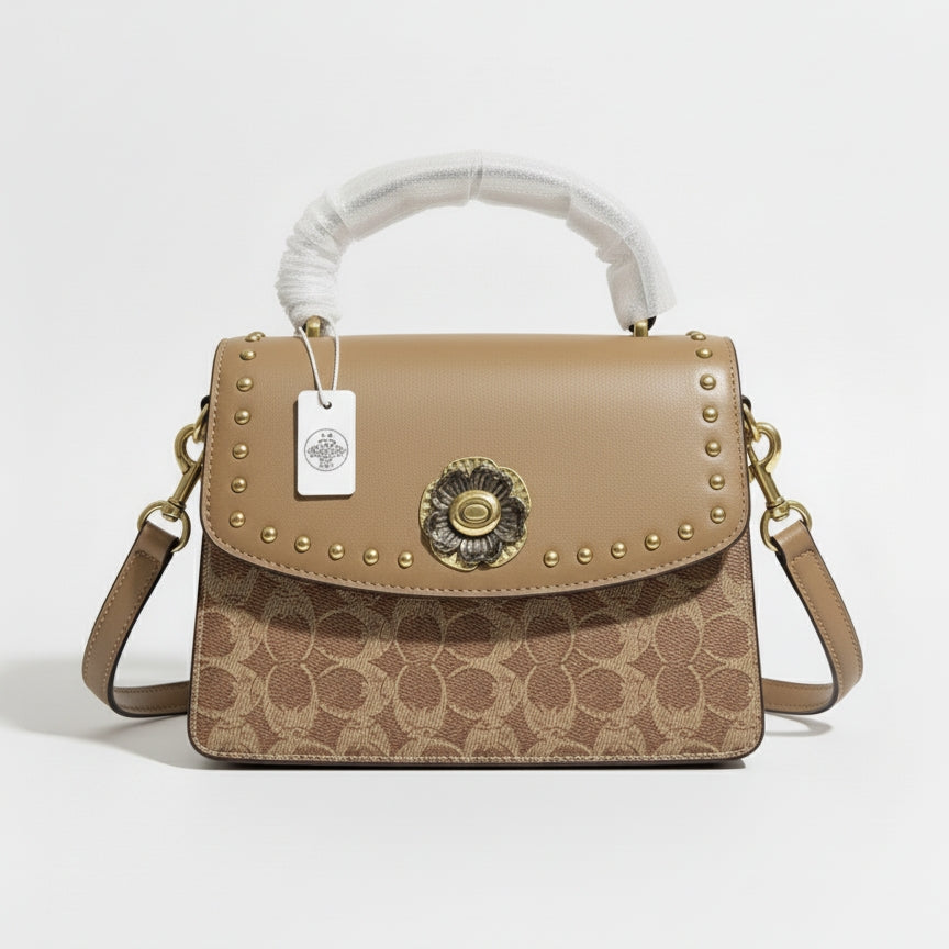 Vintage-Inspired Flap Bag in Signature Canvas with Tea Rose Clasp
