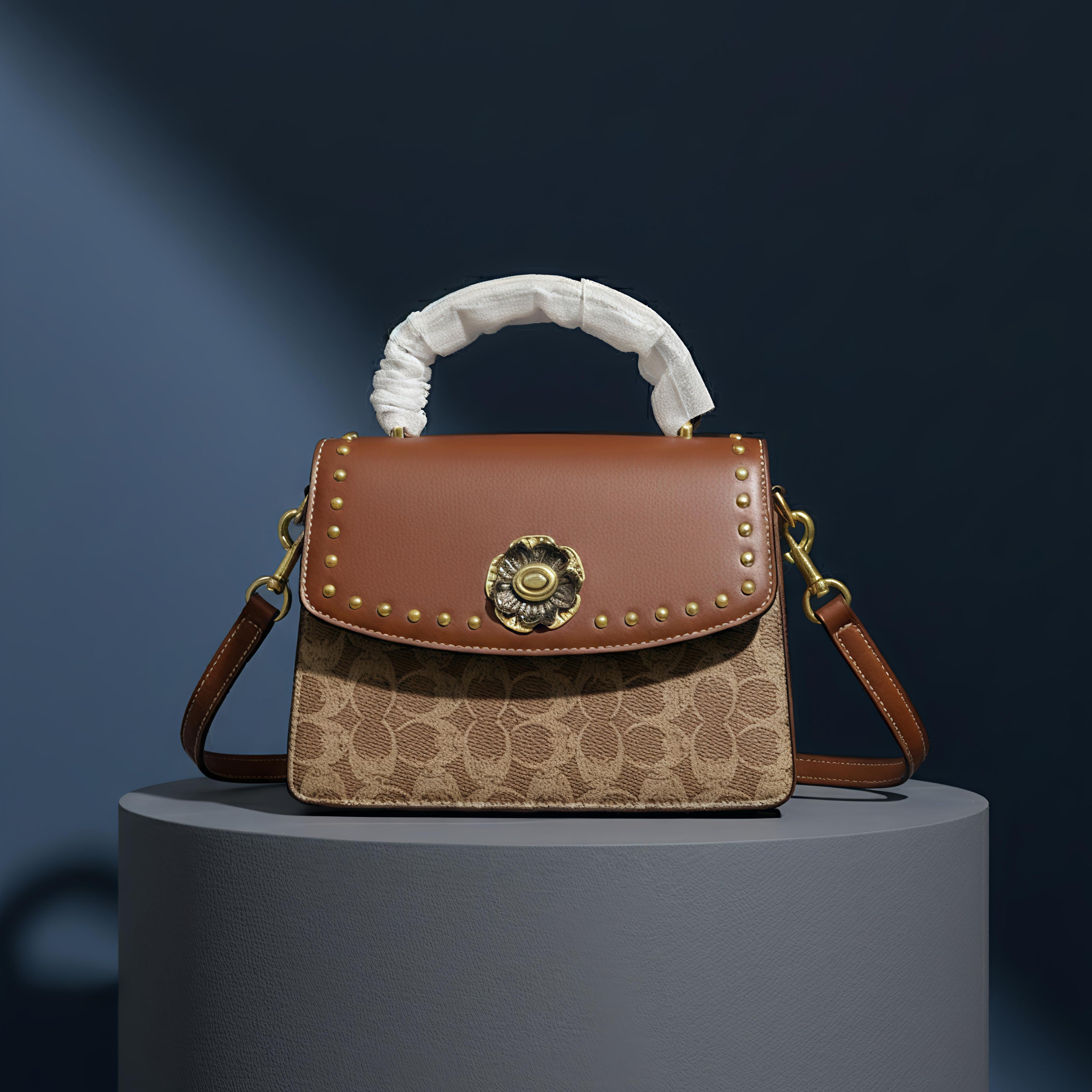 Vintage-Inspired Flap Bag in Signature Canvas with Tea Rose Clasp