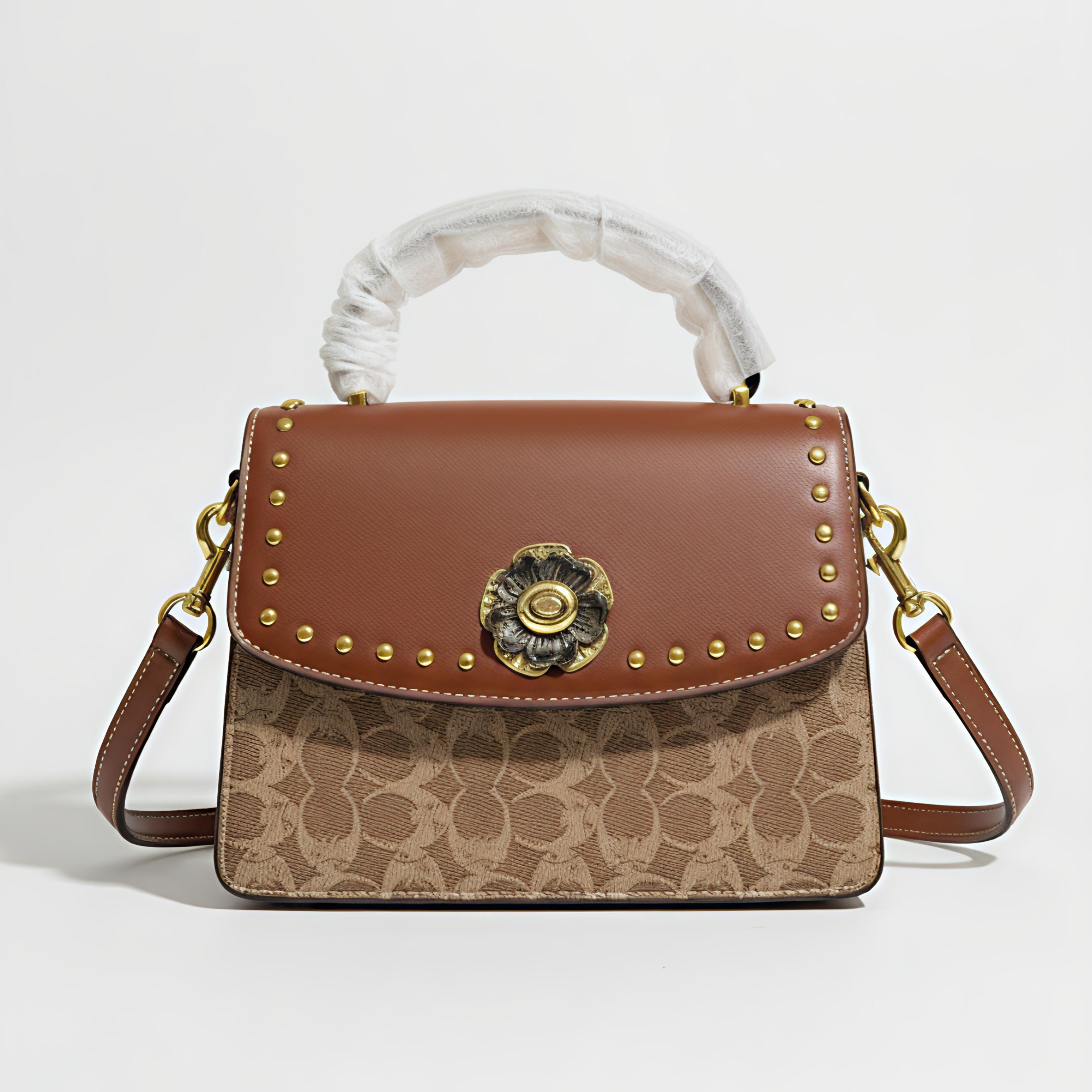 Vintage-Inspired Flap Bag in Signature Canvas with Tea Rose Clasp