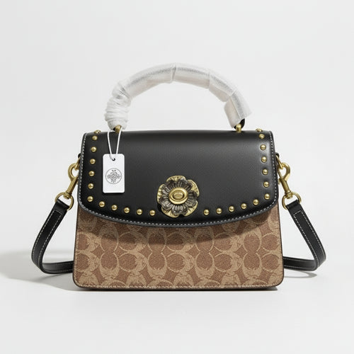 Vintage-Inspired Flap Bag in Signature Canvas with Tea Rose Clasp